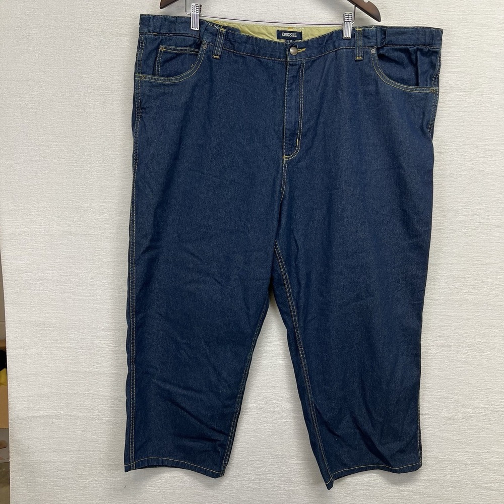KingSize Denim Jeans Mens 50 Big Blue‎ Dark Wash Straight Leg Elastic Waist